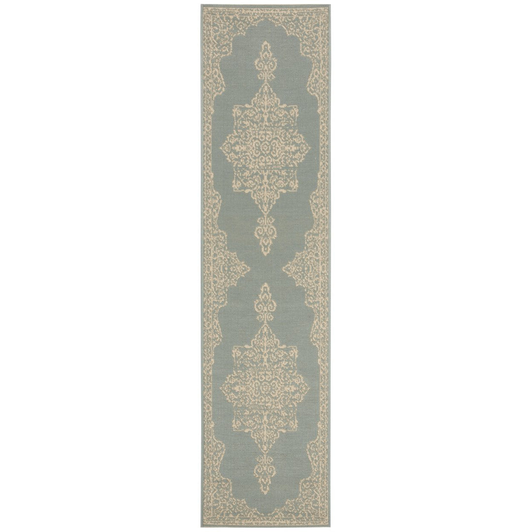 SAFAVIEH Indoor Outdoor BHS180L Beach House Cream / Aqua Rug Image 1