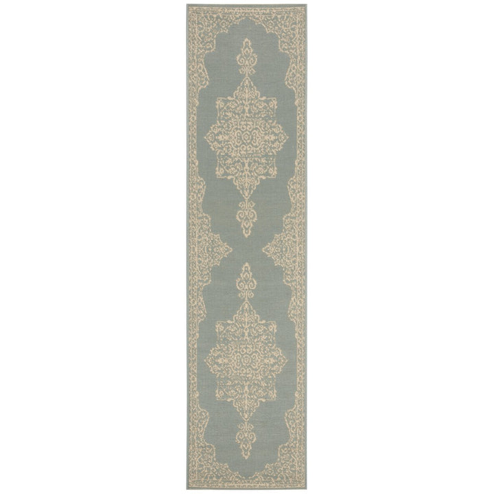 SAFAVIEH Indoor Outdoor BHS180L Beach House Cream / Aqua Rug Image 1