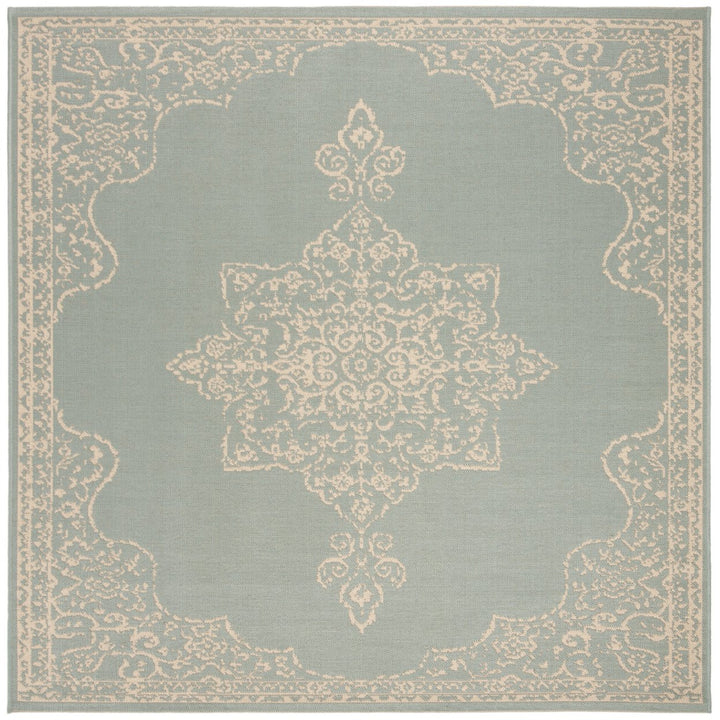 SAFAVIEH Indoor Outdoor BHS180L Beach House Cream / Aqua Rug Image 1