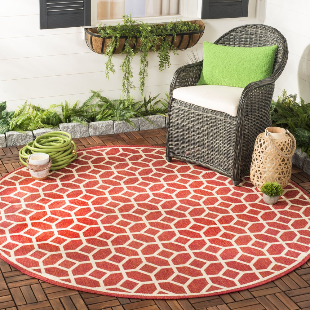 SAFAVIEH Indoor Outdoor BHS127Q Beach House Red / Creme Rug Image 2