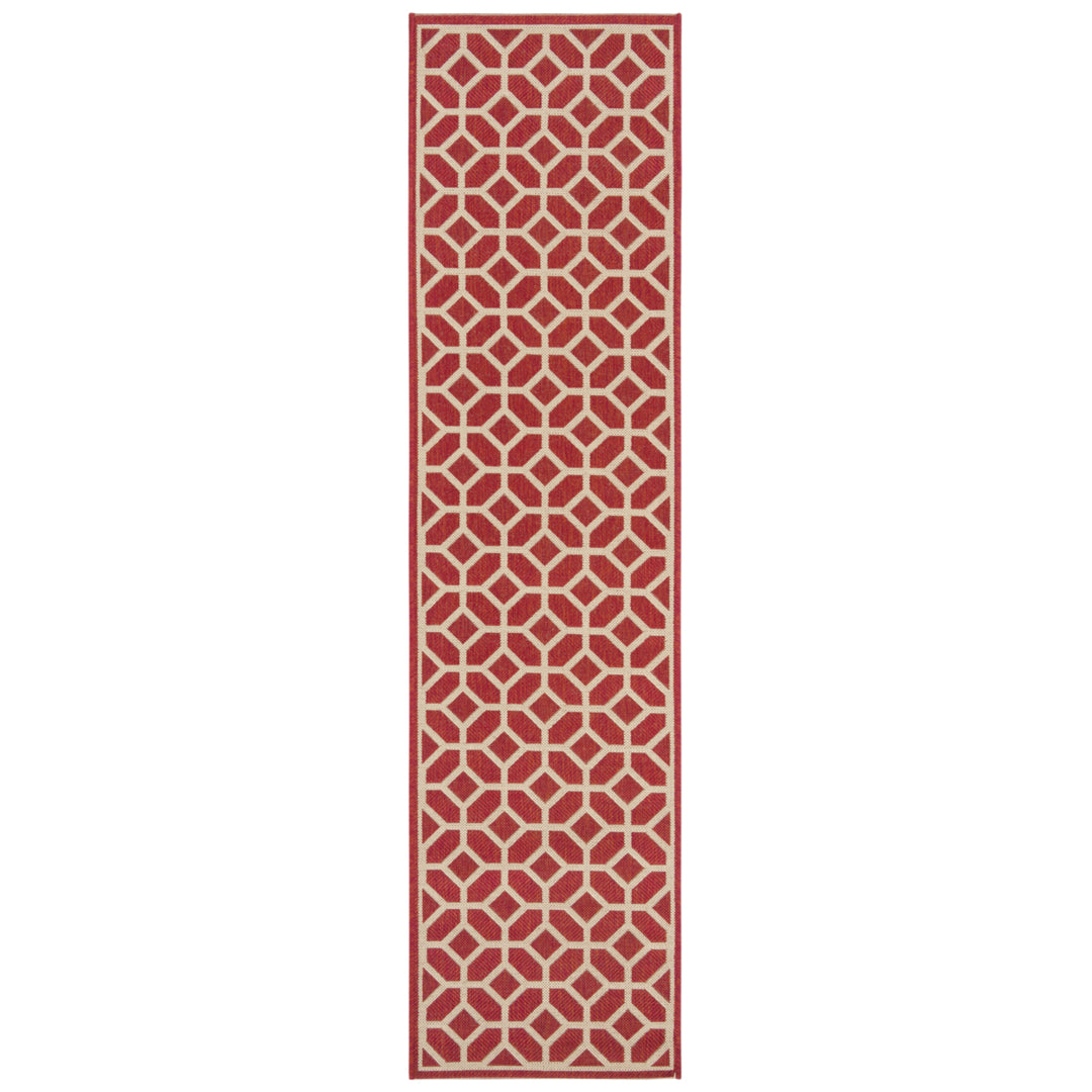 SAFAVIEH Indoor Outdoor BHS127Q Beach House Red / Creme Rug Image 5