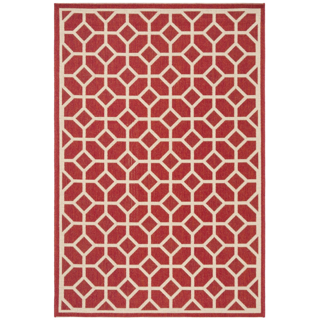 SAFAVIEH Indoor Outdoor BHS127Q Beach House Red / Creme Rug Image 1