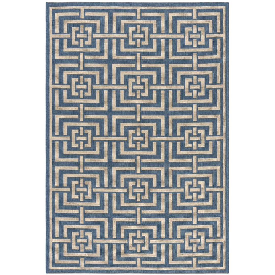 SAFAVIEH Indoor Outdoor BHS128M Beach House Blue / Creme Rug Image 1