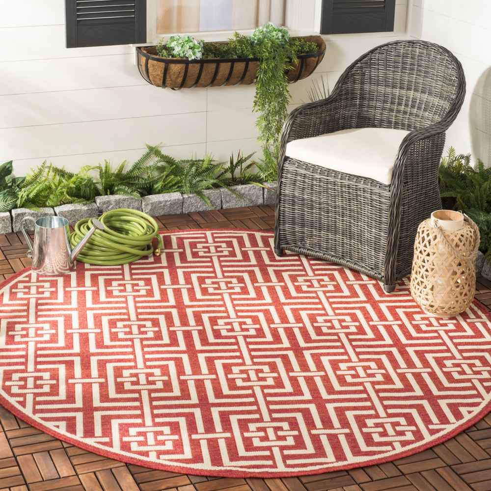 SAFAVIEH Indoor Outdoor BHS128Q Beach House Red / Creme Rug Image 2