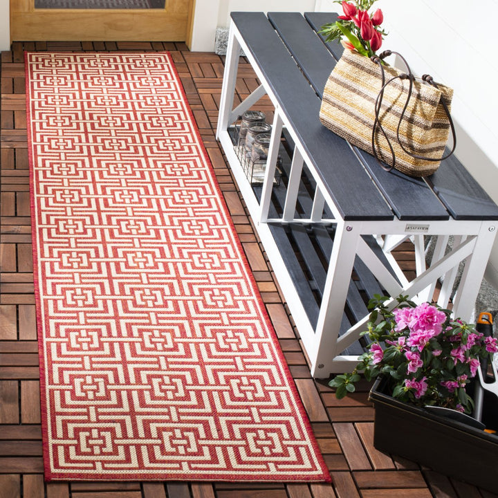 SAFAVIEH Indoor Outdoor BHS128Q Beach House Red / Creme Rug Image 3