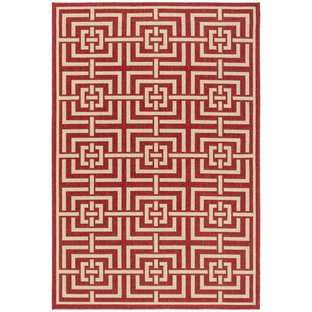 SAFAVIEH Indoor Outdoor BHS128Q Beach House Red / Creme Rug Image 1