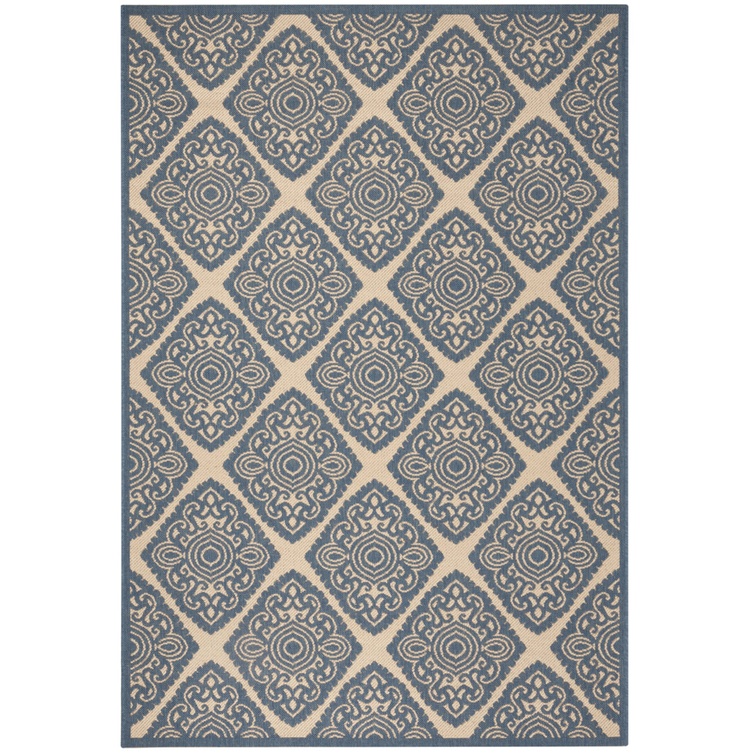 SAFAVIEH Indoor Outdoor BHS132N Beach House Cream / Blue Rug Image 9