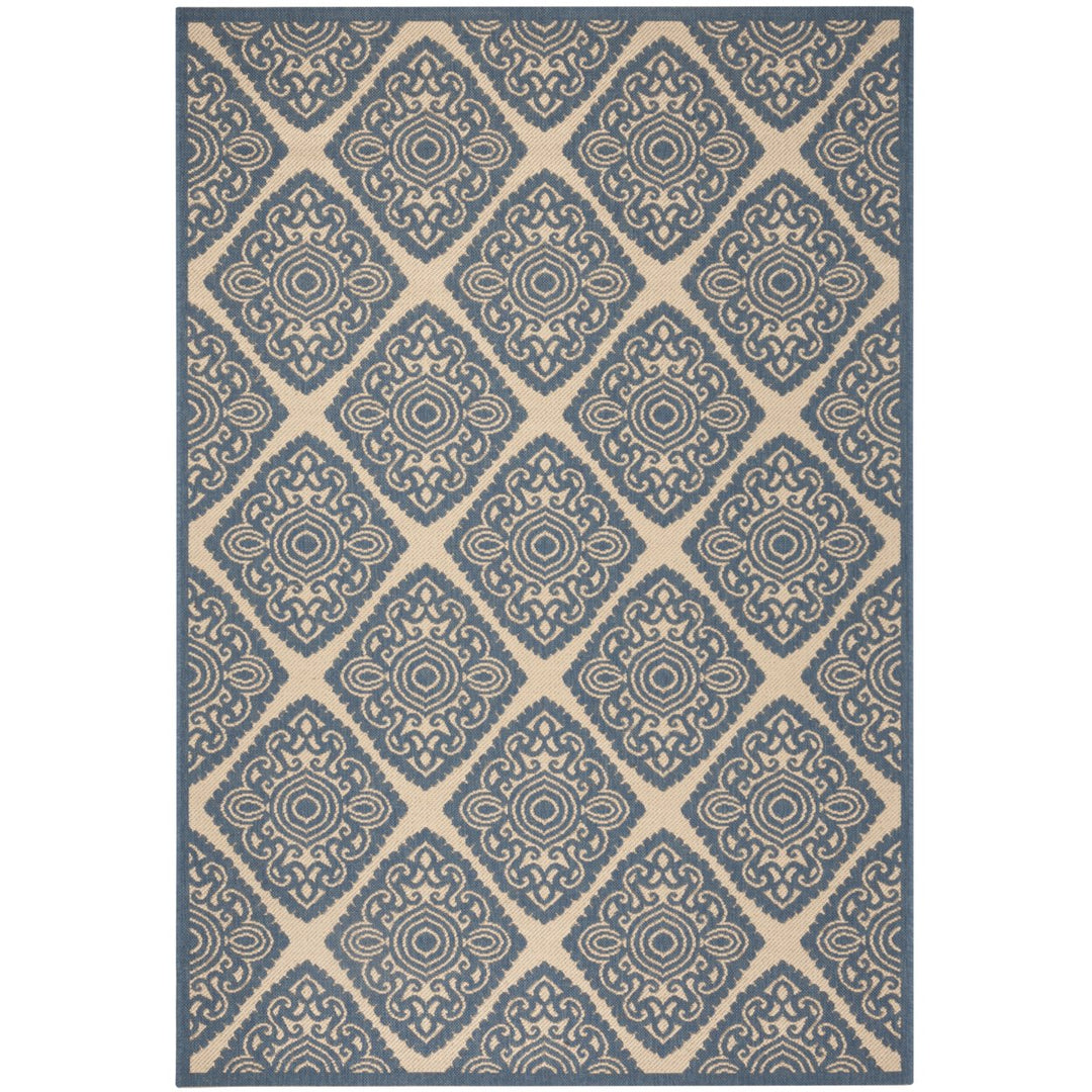 SAFAVIEH Indoor Outdoor BHS132N Beach House Cream / Blue Rug Image 1