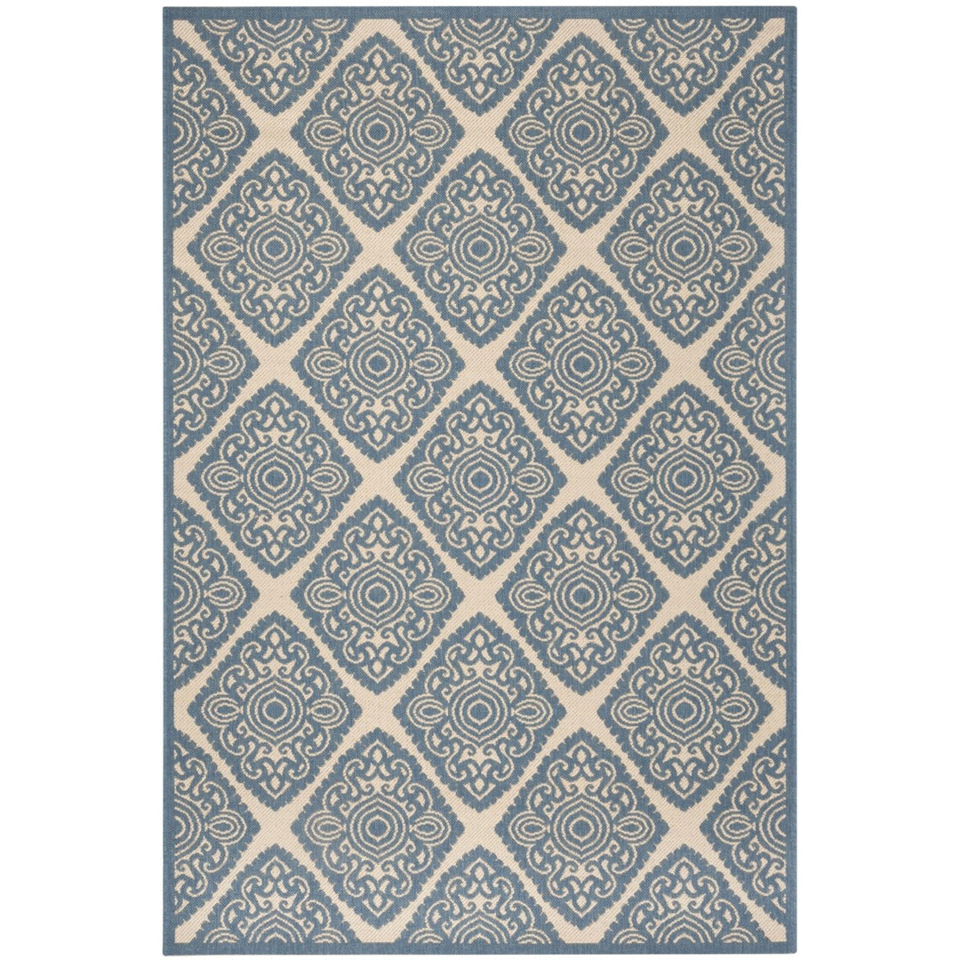 SAFAVIEH Indoor Outdoor BHS132N Beach House Cream / Blue Rug Image 1