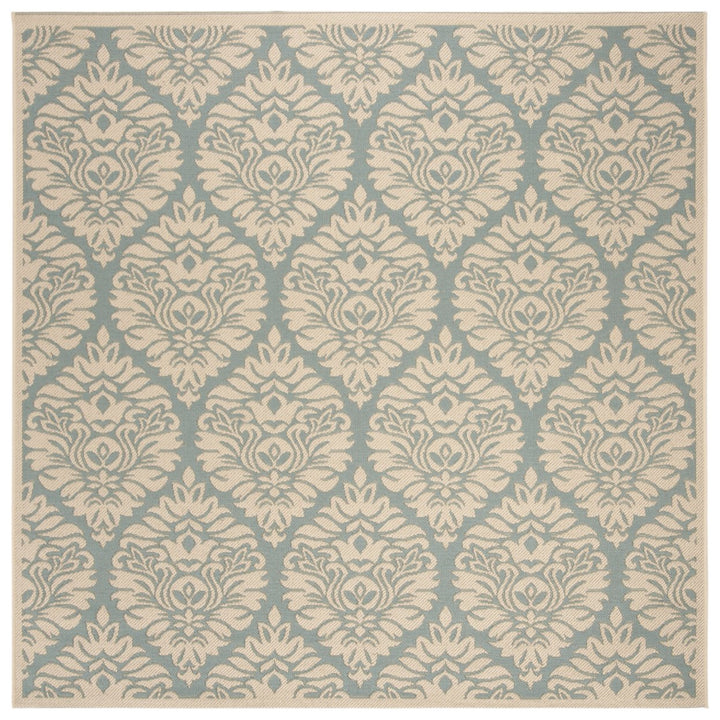 SAFAVIEH Indoor Outdoor BHS135K Beach House Aqua / Cream Rug Image 1