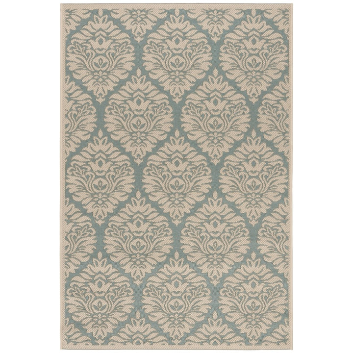 SAFAVIEH Indoor Outdoor BHS135K Beach House Aqua / Cream Rug Image 1