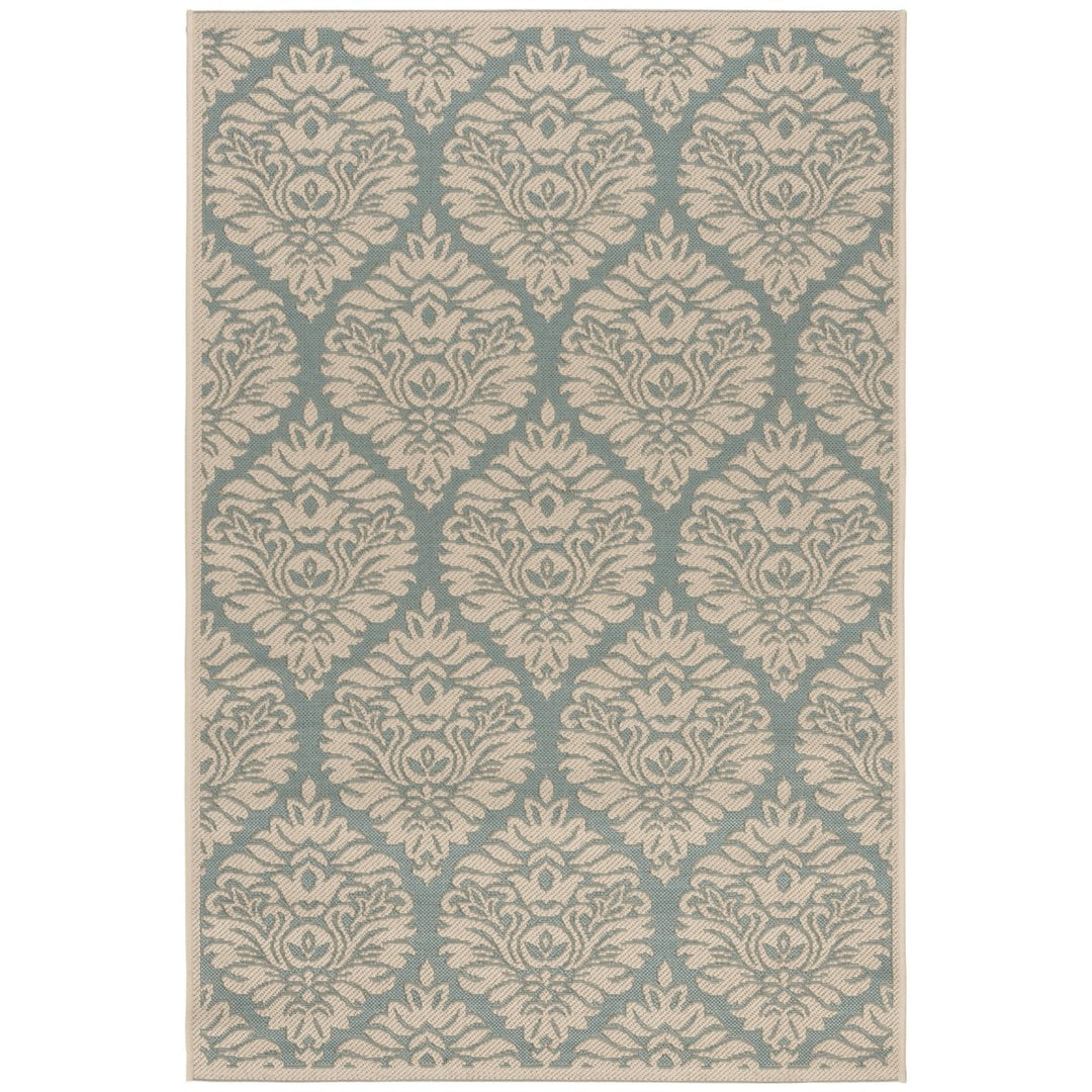 SAFAVIEH Indoor Outdoor BHS135K Beach House Aqua / Cream Rug Image 1