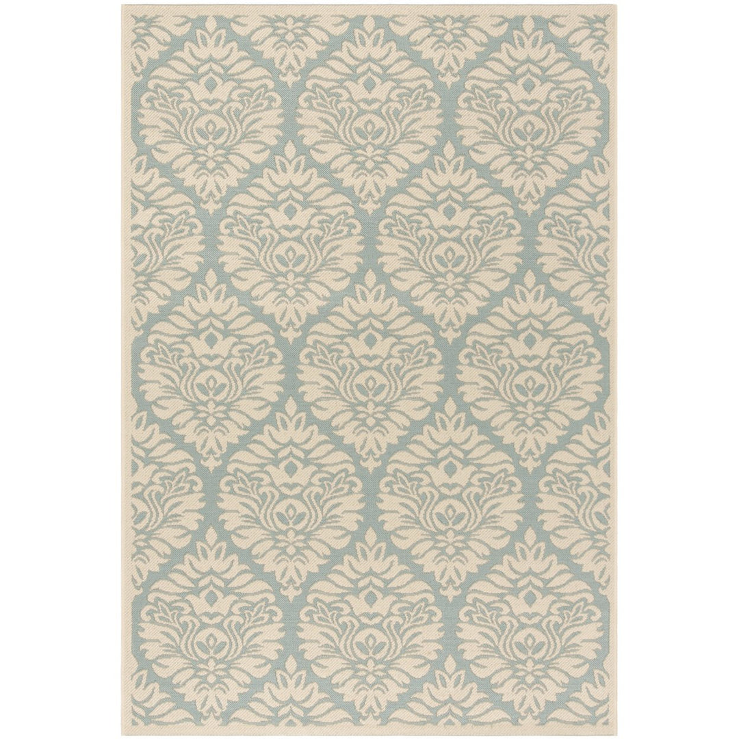 SAFAVIEH Indoor Outdoor BHS135K Beach House Aqua / Cream Rug Image 1