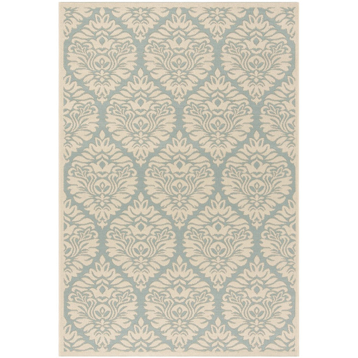 SAFAVIEH Indoor Outdoor BHS135K Beach House Aqua / Cream Rug Image 1