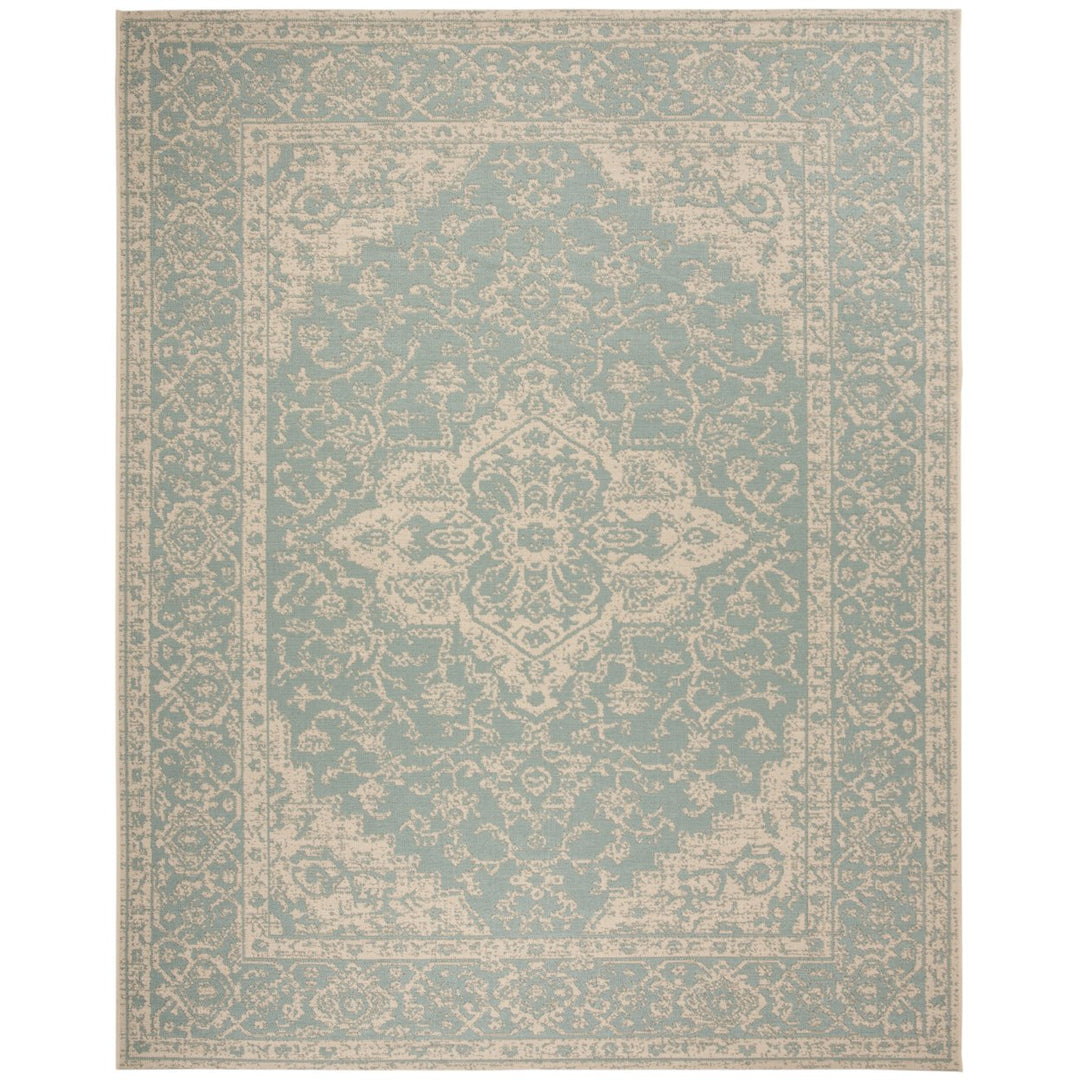 SAFAVIEH Indoor Outdoor BHS137K Beach House Aqua / Cream Rug Image 1