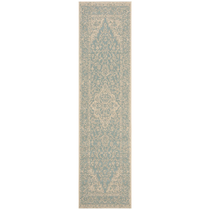 SAFAVIEH Indoor Outdoor BHS137K Beach House Aqua / Cream Rug Image 1