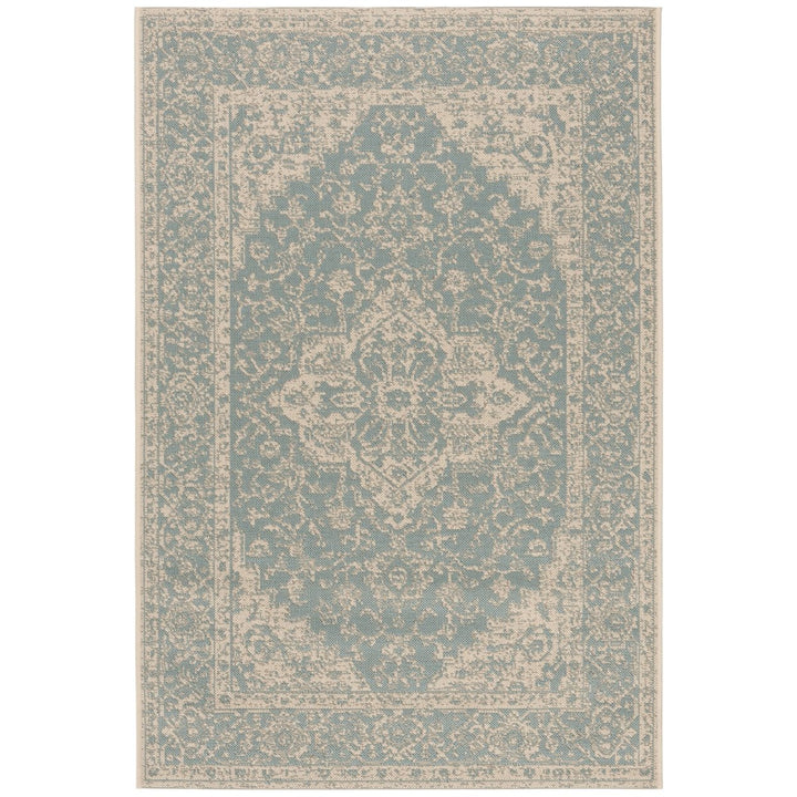 SAFAVIEH Indoor Outdoor BHS137K Beach House Aqua / Cream Rug Image 1