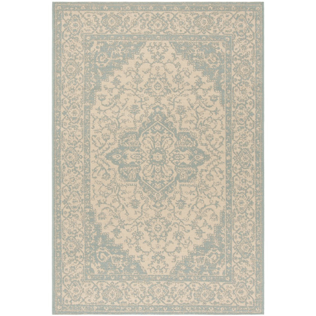 SAFAVIEH Indoor Outdoor BHS137L Beach House Cream / Aqua Rug Image 1