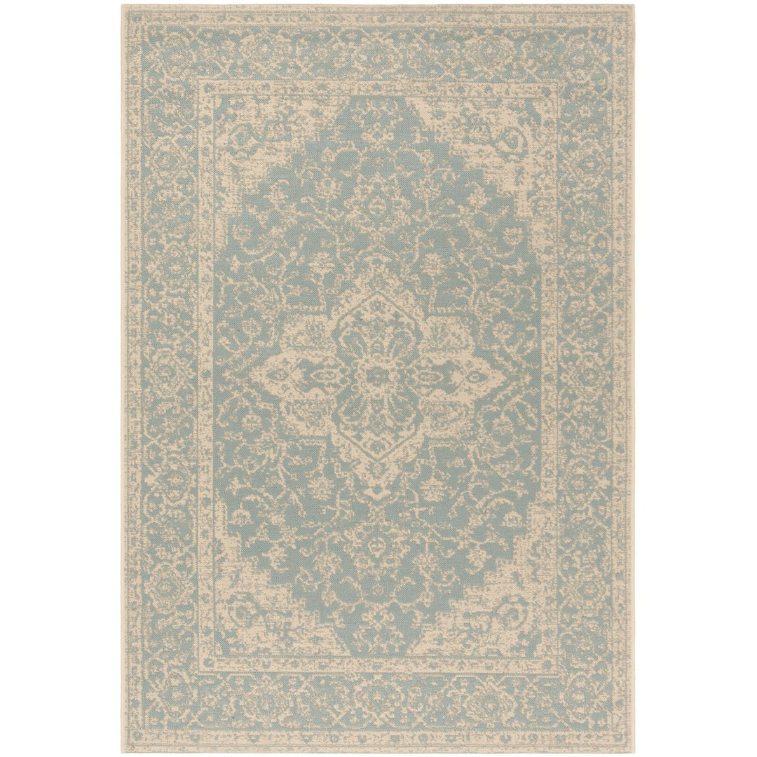 SAFAVIEH Indoor Outdoor BHS137K Beach House Aqua / Cream Rug Image 1