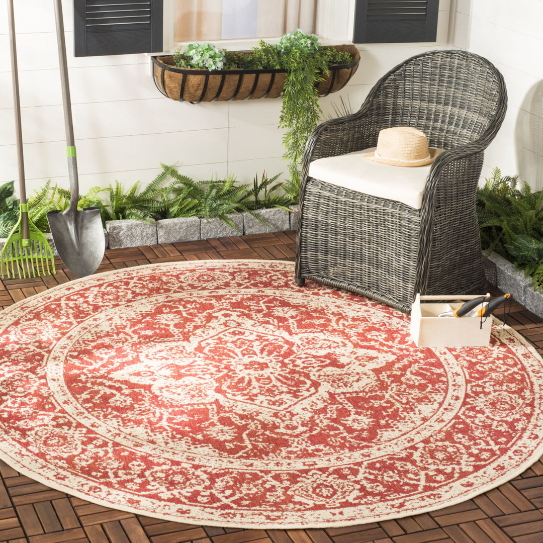 SAFAVIEH Indoor Outdoor BHS137Q Beach House Red / Creme Rug Image 2