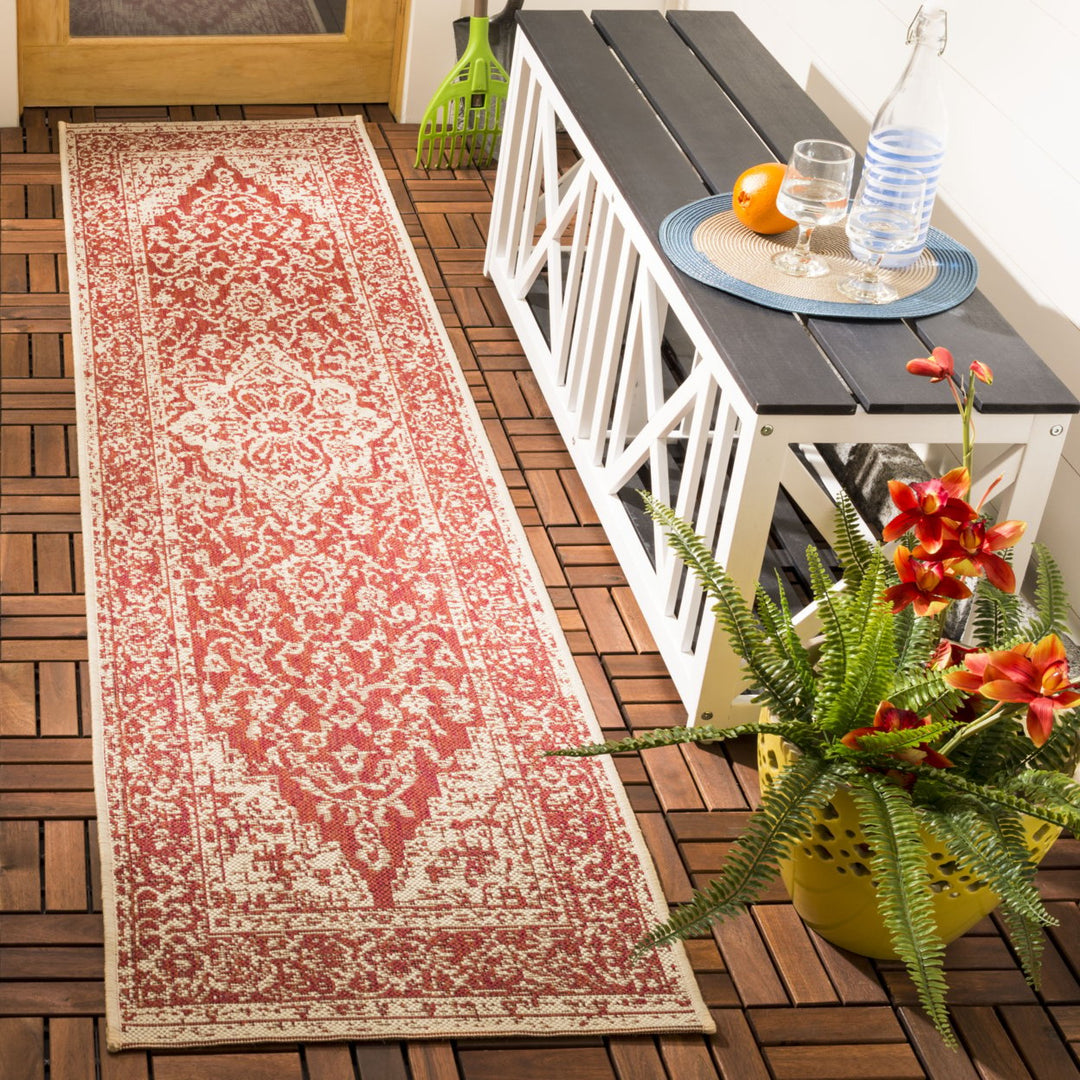 SAFAVIEH Indoor Outdoor BHS137Q Beach House Red / Creme Rug Image 3