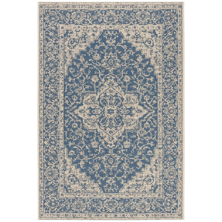 SAFAVIEH Indoor Outdoor BHS137M Beach House Blue / Creme Rug Image 1