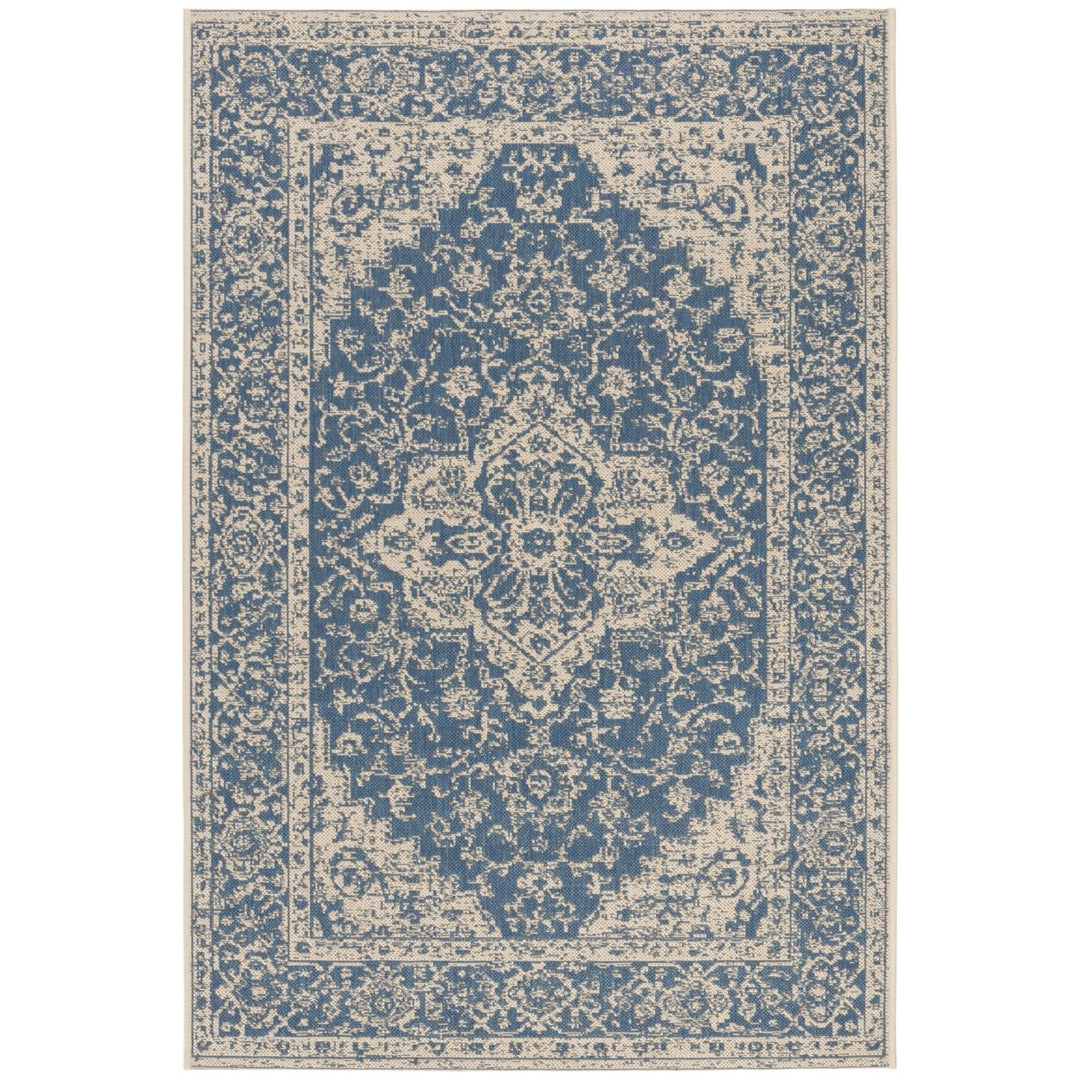 SAFAVIEH Indoor Outdoor BHS137M Beach House Blue / Creme Rug Image 1