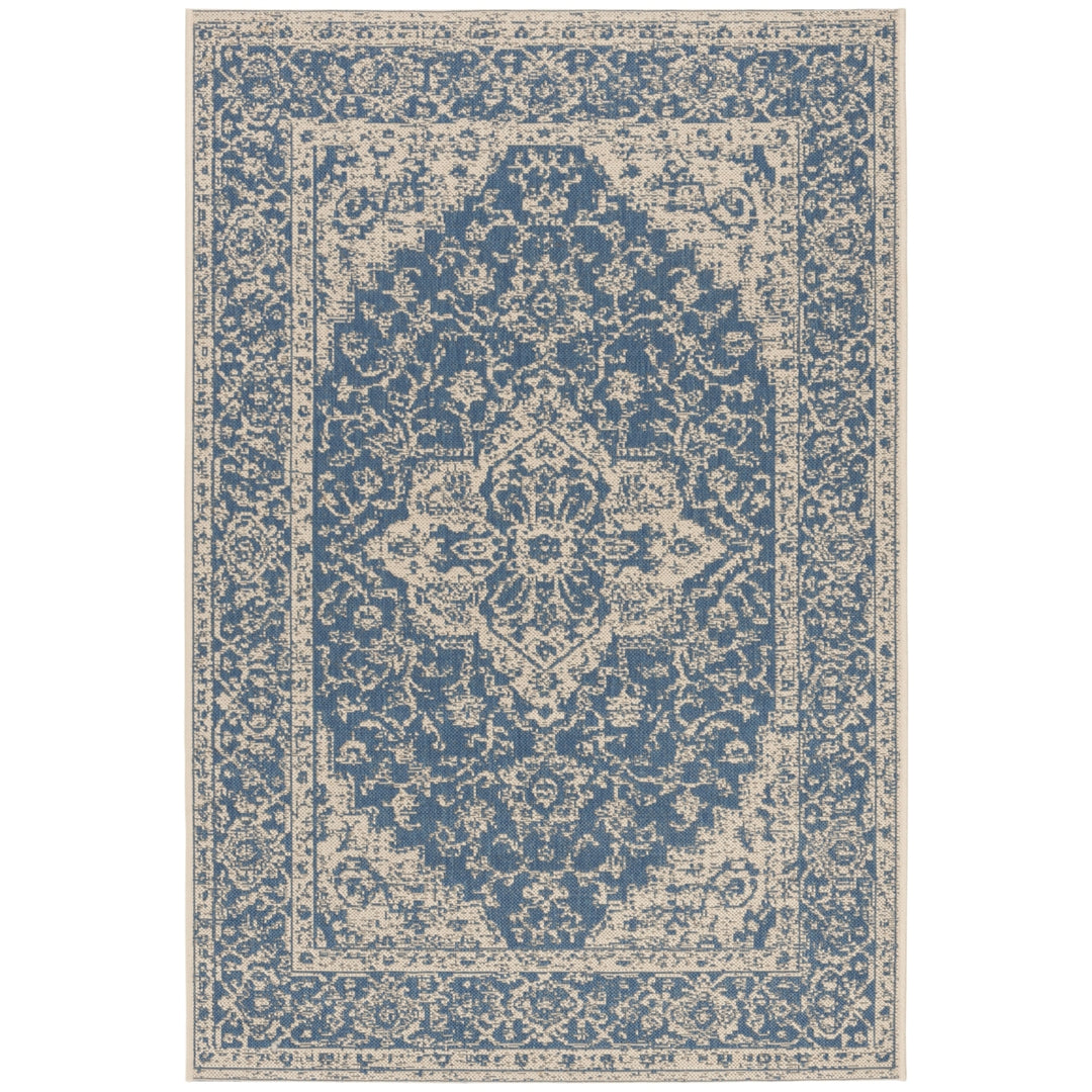 SAFAVIEH Indoor Outdoor BHS137M Beach House Blue / Creme Rug Image 10