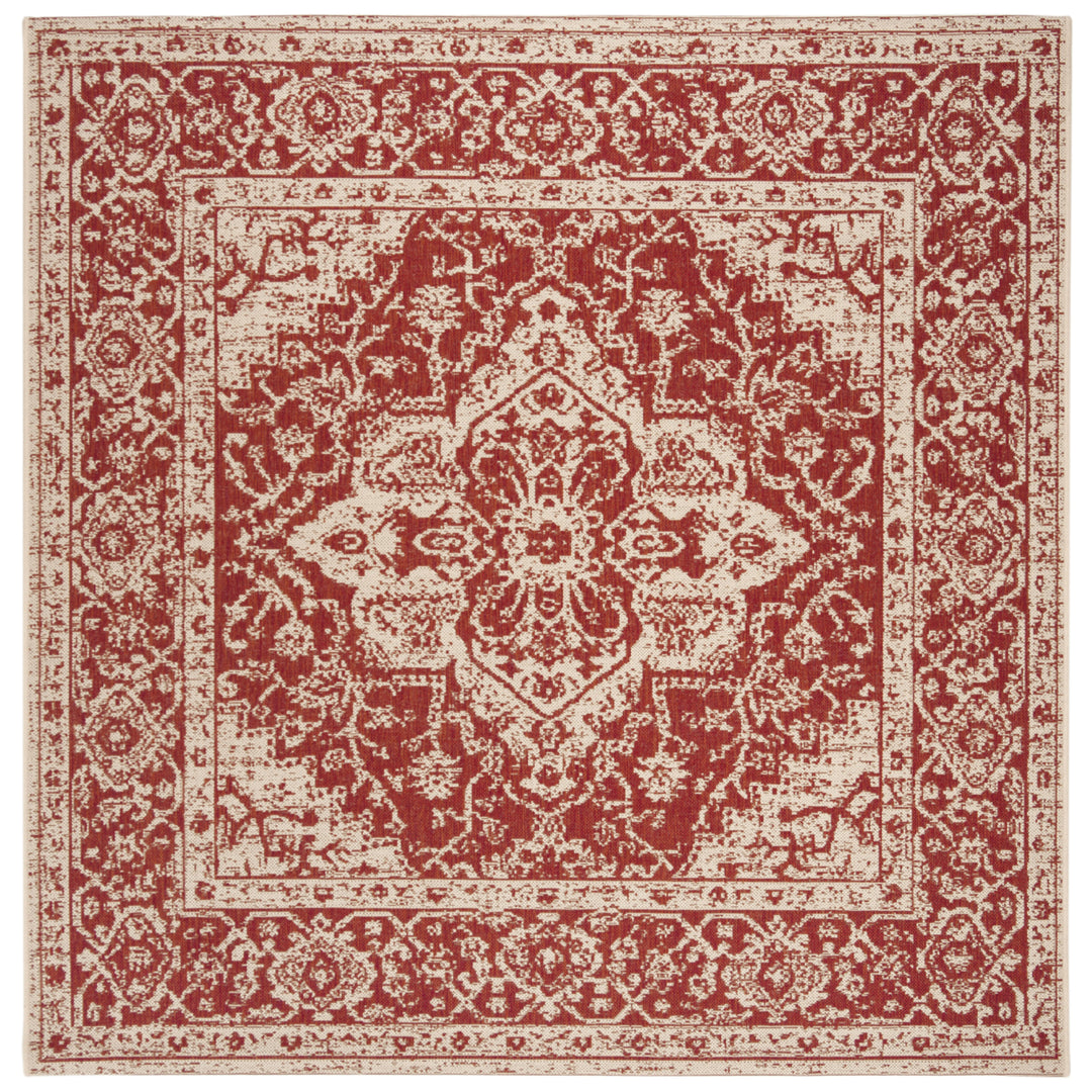 SAFAVIEH Indoor Outdoor BHS137Q Beach House Red / Creme Rug Image 7