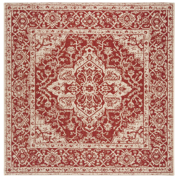 SAFAVIEH Indoor Outdoor BHS137Q Beach House Red / Creme Rug Image 1