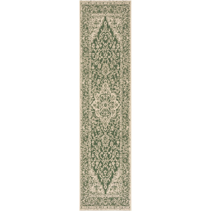 SAFAVIEH Indoor Outdoor BHS137Y Beach House Green / Creme Rug Image 1