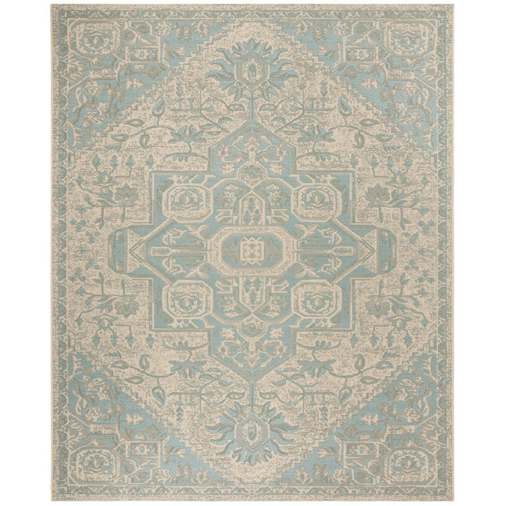 SAFAVIEH Indoor Outdoor BHS138K Beach House Aqua / Cream Rug Image 1