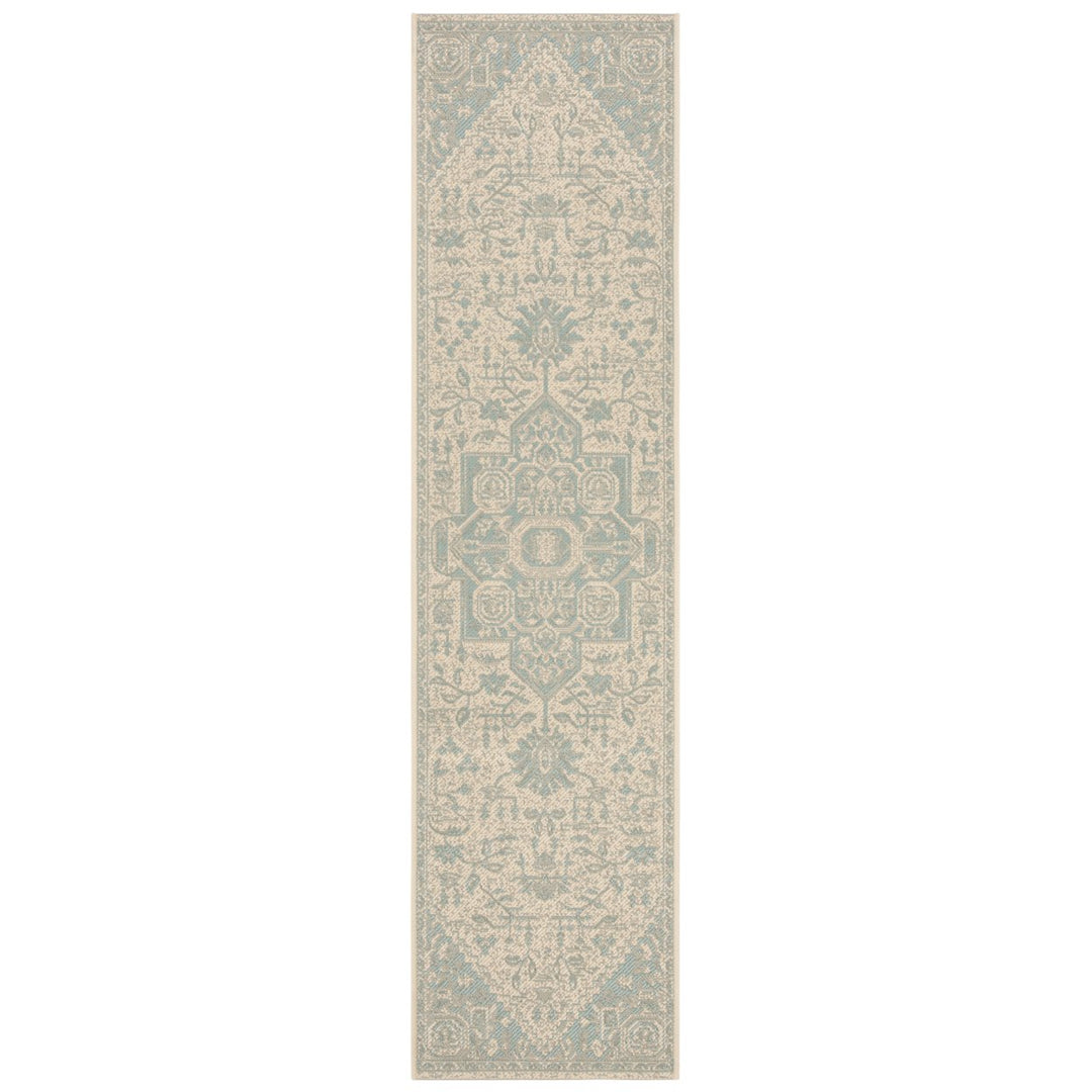 SAFAVIEH Indoor Outdoor BHS138K Beach House Aqua / Cream Rug Image 1