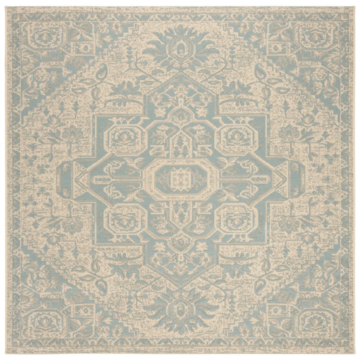 SAFAVIEH Indoor Outdoor BHS138K Beach House Aqua / Cream Rug Image 1