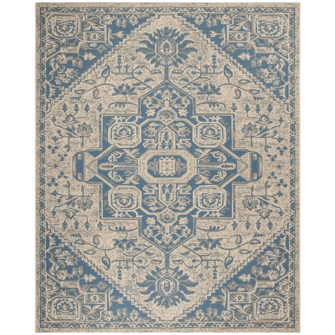 SAFAVIEH Indoor Outdoor BHS138M Beach House Blue / Creme Rug Image 1