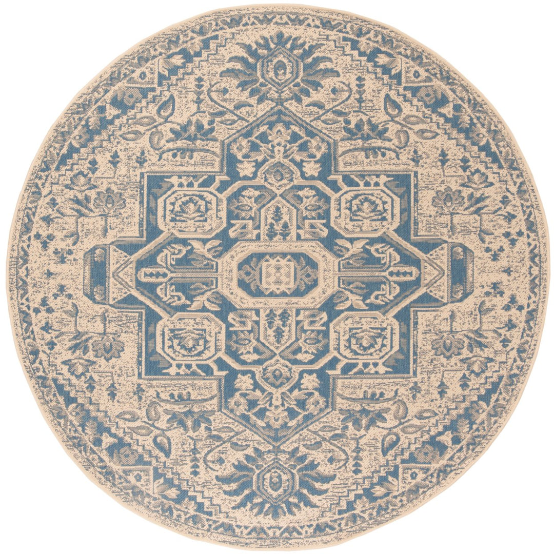 SAFAVIEH Indoor Outdoor BHS138M Beach House Blue / Creme Rug Image 1