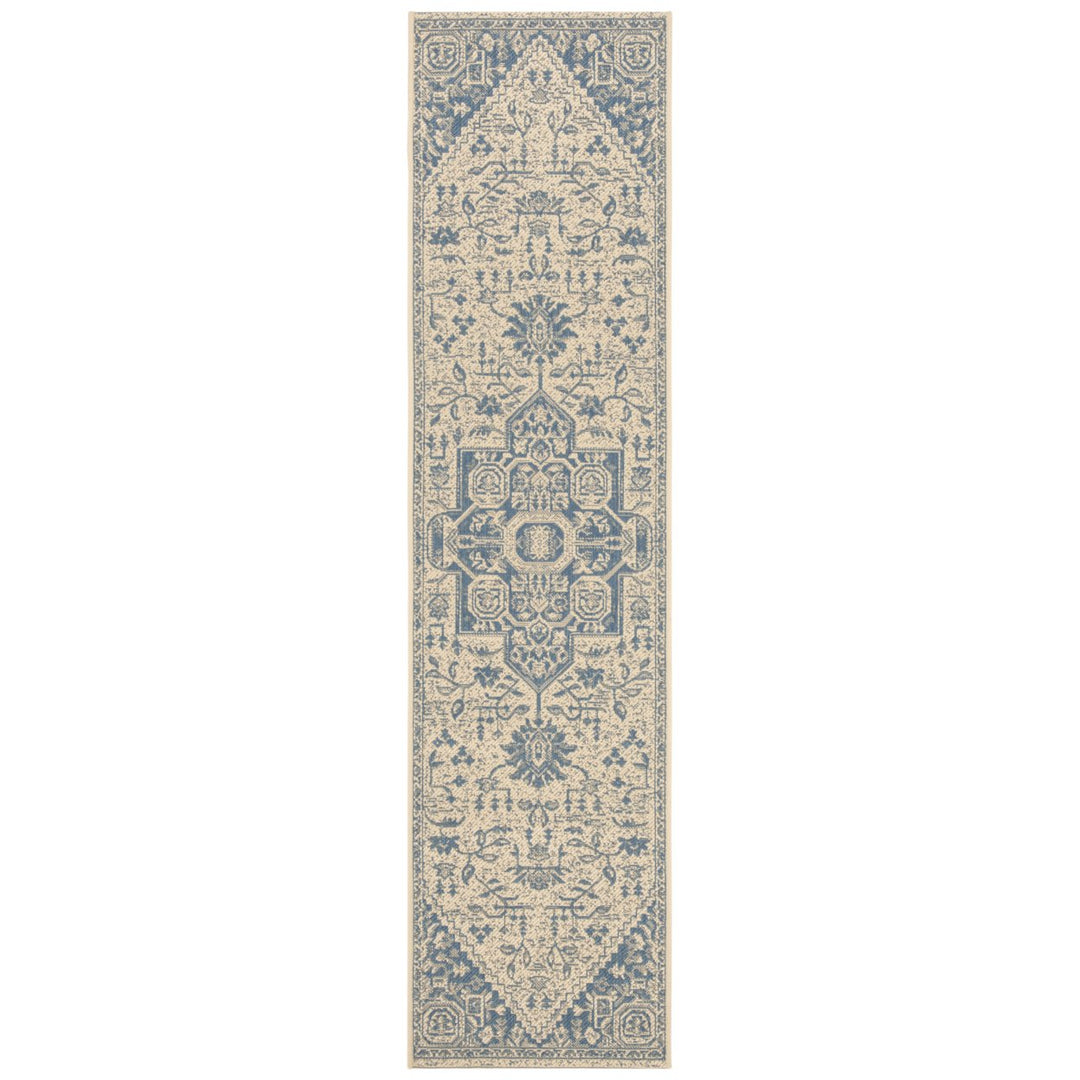 SAFAVIEH Indoor Outdoor BHS138M Beach House Blue / Creme Rug Image 1