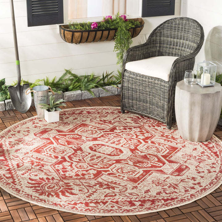 SAFAVIEH Indoor Outdoor BHS138Q Beach House Red / Creme Rug Image 2