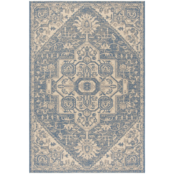 SAFAVIEH Indoor Outdoor BHS138N Beach House Cream / Blue Rug Image 1