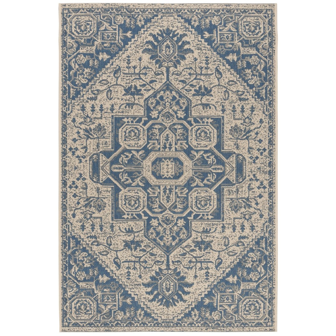 SAFAVIEH Indoor Outdoor BHS138M Beach House Blue / Creme Rug Image 1