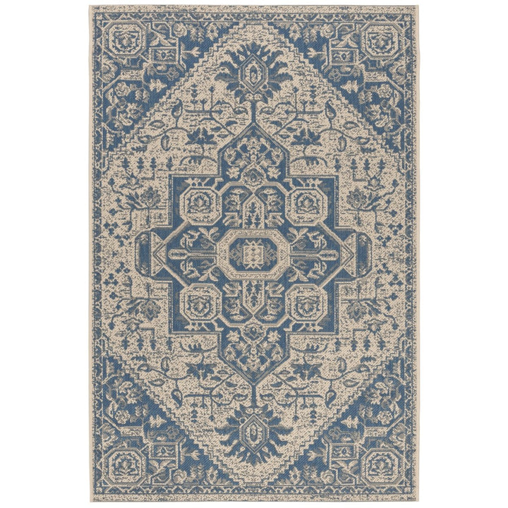 SAFAVIEH Indoor Outdoor BHS138M Beach House Blue / Creme Rug Image 1