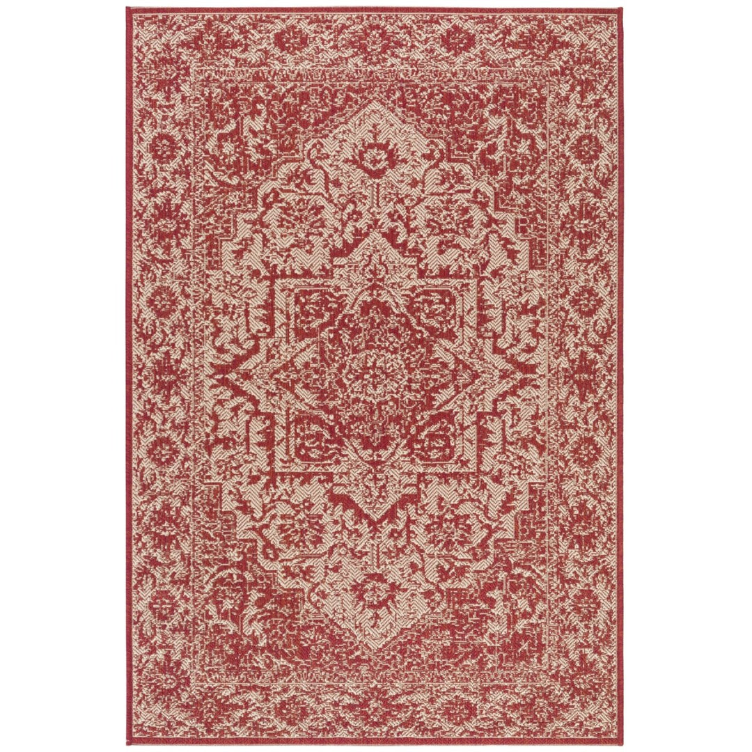 SAFAVIEH Indoor Outdoor BHS139Q Beach House Red / Creme Rug Image 5