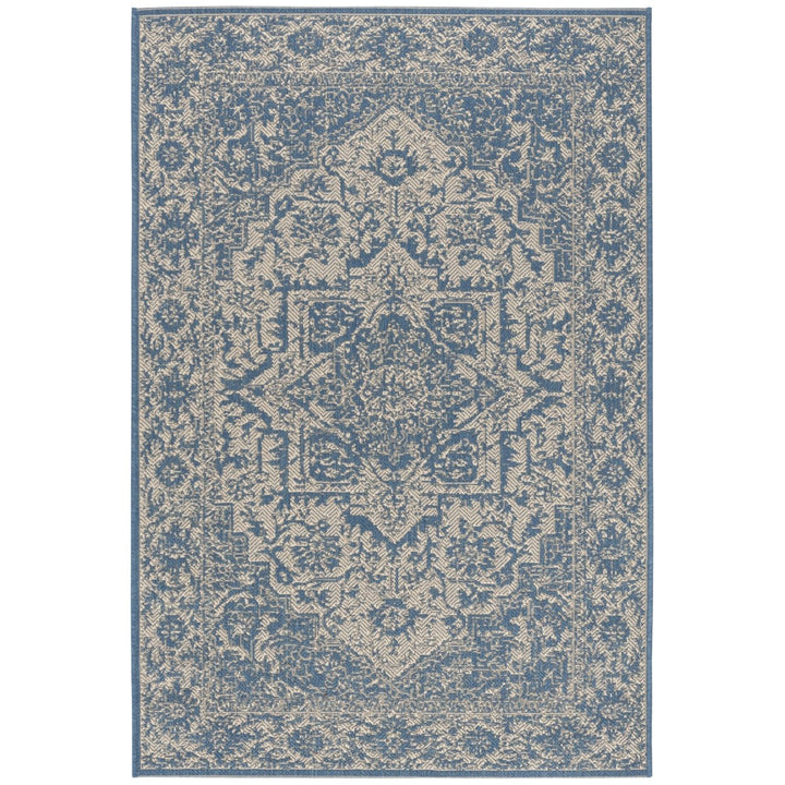 SAFAVIEH Indoor Outdoor BHS139N Beach House Cream / Blue Rug Image 1