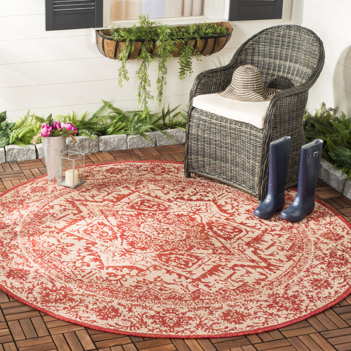 SAFAVIEH Indoor Outdoor BHS139Q Beach House Red / Creme Rug Image 11