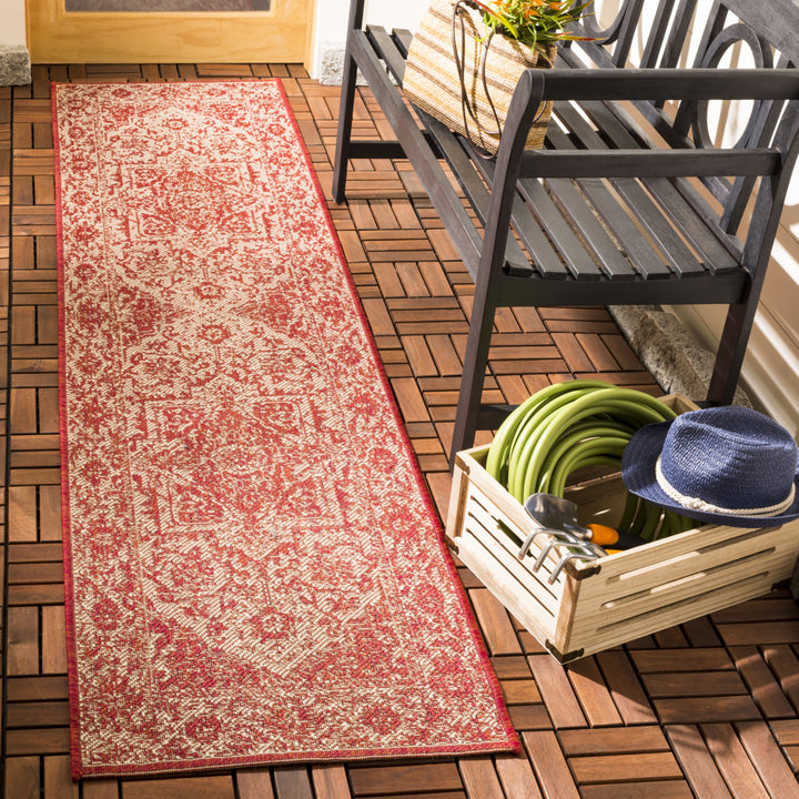 SAFAVIEH Indoor Outdoor BHS139Q Beach House Red / Creme Rug Image 12