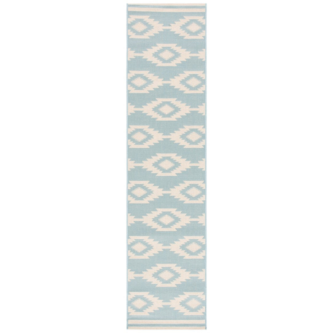 SAFAVIEH Indoor Outdoor BHS171L Beach House Cream / Aqua Rug Image 1