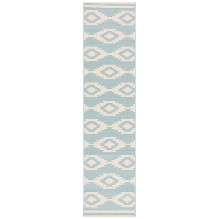 SAFAVIEH Indoor Outdoor BHS171L Beach House Cream / Aqua Rug Image 1