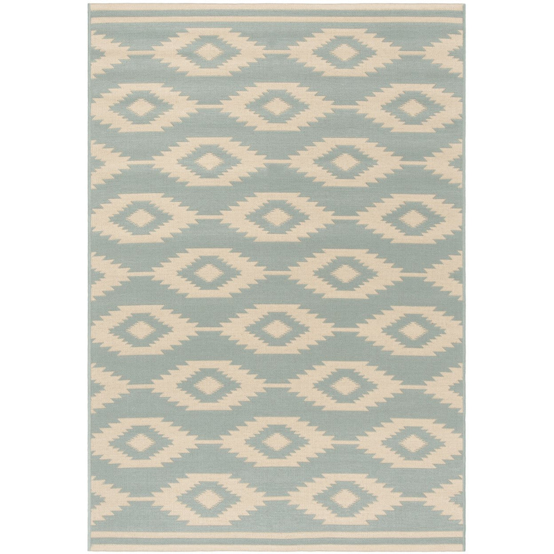 SAFAVIEH Indoor Outdoor BHS171L Beach House Cream / Aqua Rug Image 1