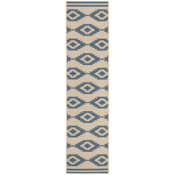 SAFAVIEH Indoor Outdoor BHS171M Beach House Blue / Creme Rug Image 1