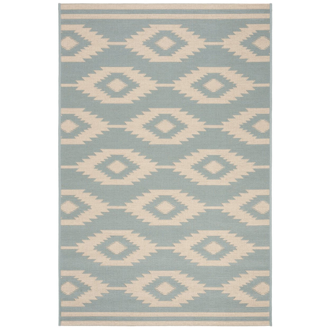 SAFAVIEH Indoor Outdoor BHS171L Beach House Cream / Aqua Rug Image 1